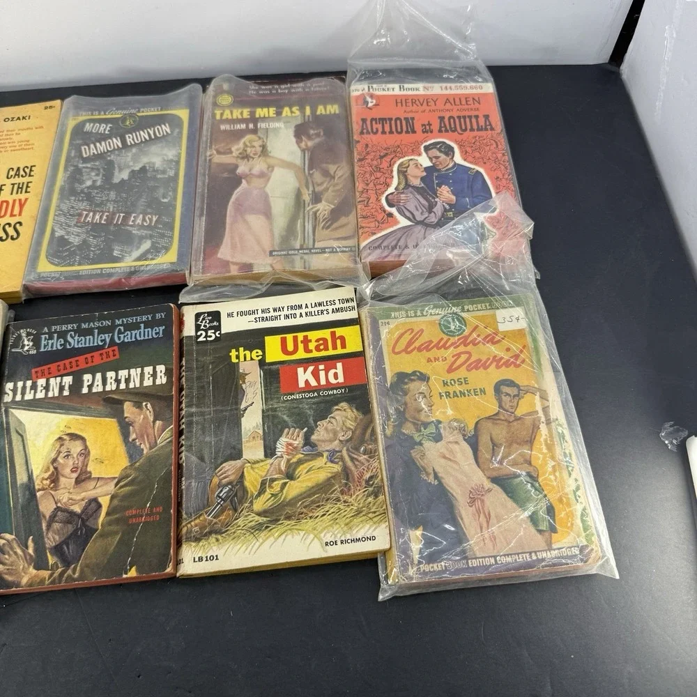 Vintage Paperback Book Lot Pulp Mystery Romance Western Perry Mason